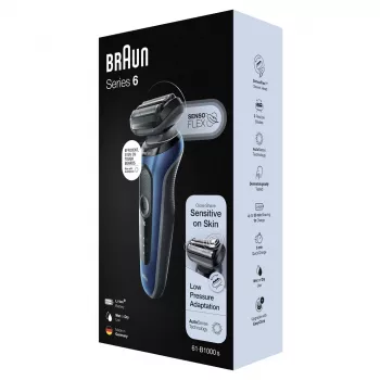 Braun Series 61 - B1000s parranajokone märkä ja kuiva sininen
