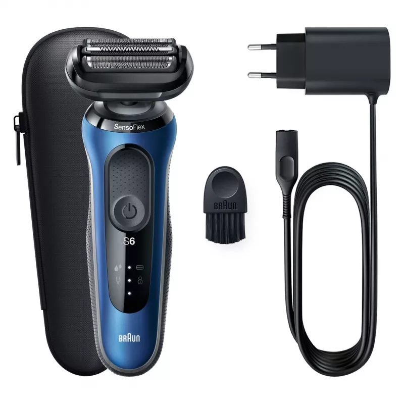 Braun Series 61 - B1000s parranajokone märkä ja kuiva sininen