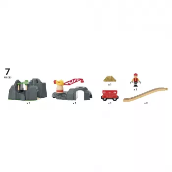 BRIO World nosturi & vuoristotunneli puinen junarata-sarja