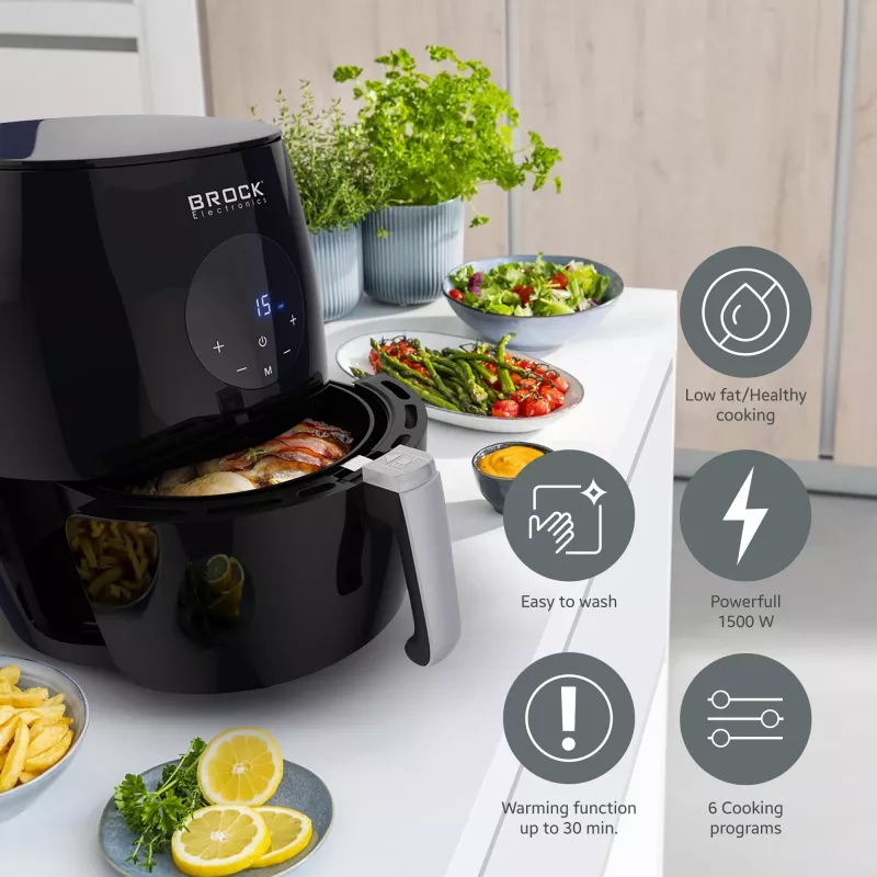 Brock AFD 3502 BK kiertoilmakypsennin 3,5L 1200W musta