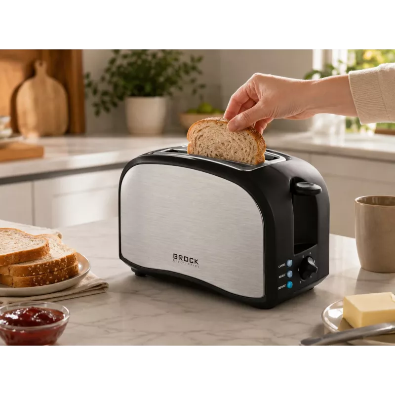 Brock BT 1003 SS leivänpaahdin 800W, musta/ruostumaton teräs