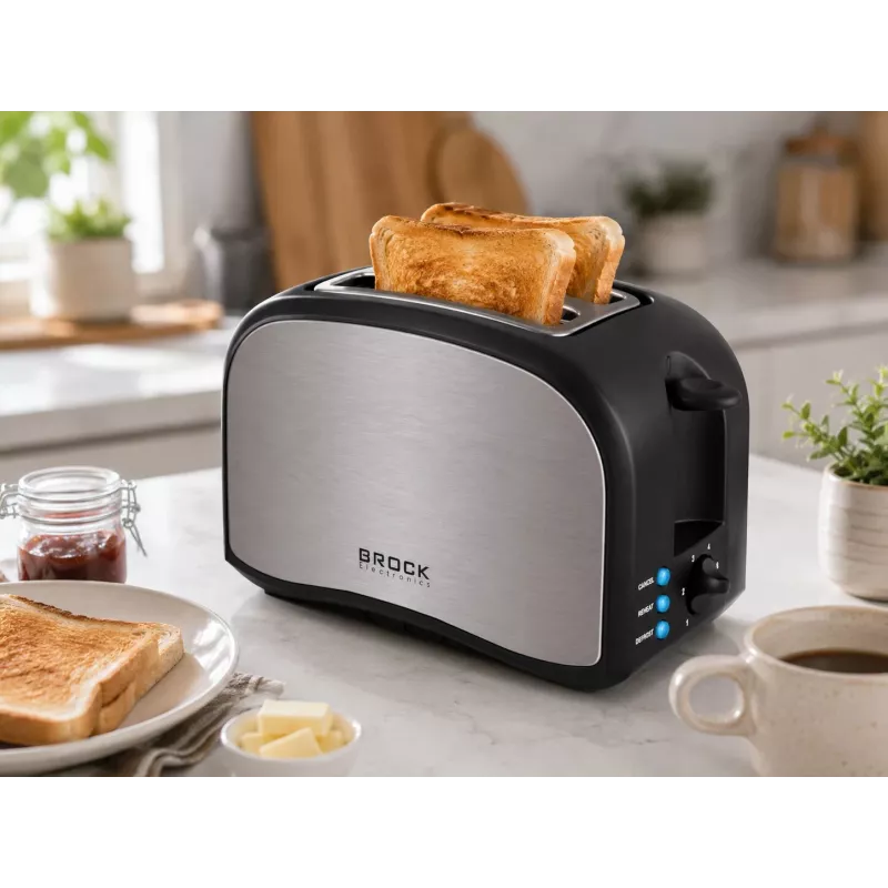 Brock BT 1003 SS leivänpaahdin 800W, musta/ruostumaton teräs
