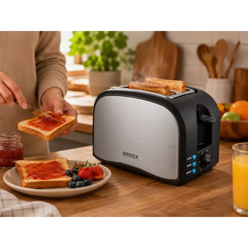Brock BT 1003 SS leivänpaahdin 800W, musta/ruostumaton teräs