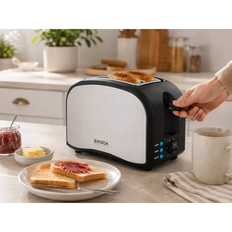 Brock BT 1003 SS leivänpaahdin 800W, musta/ruostumaton teräs