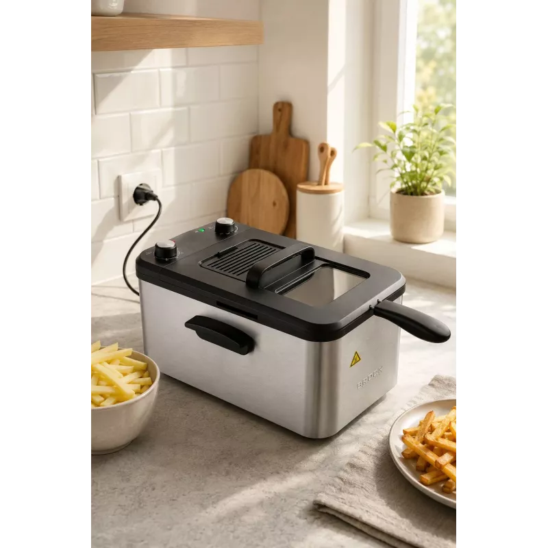 Brock DF 3001 SS rasvakeitin 3,2L 2200W musta/ruostumaton teräs