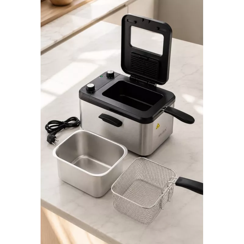 Brock DF 3001 SS rasvakeitin 3,2L 2200W musta/ruostumaton teräs