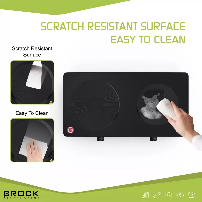 Brock EP 200 BK Kaksilevyinen sähkökeitin, 2500 W, musta