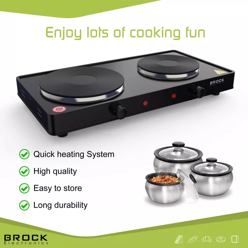 Brock EP 200 BK Kaksilevyinen sähkökeitin, 2500 W, musta
