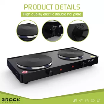 Brock EP 200 BK Kaksilevyinen sähkökeitin, 2500 W, musta
