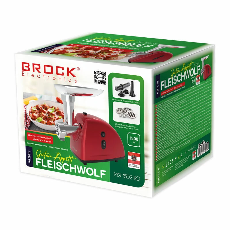 Brock MG 1502 RD lihamylly 1500W, punainen/teräs