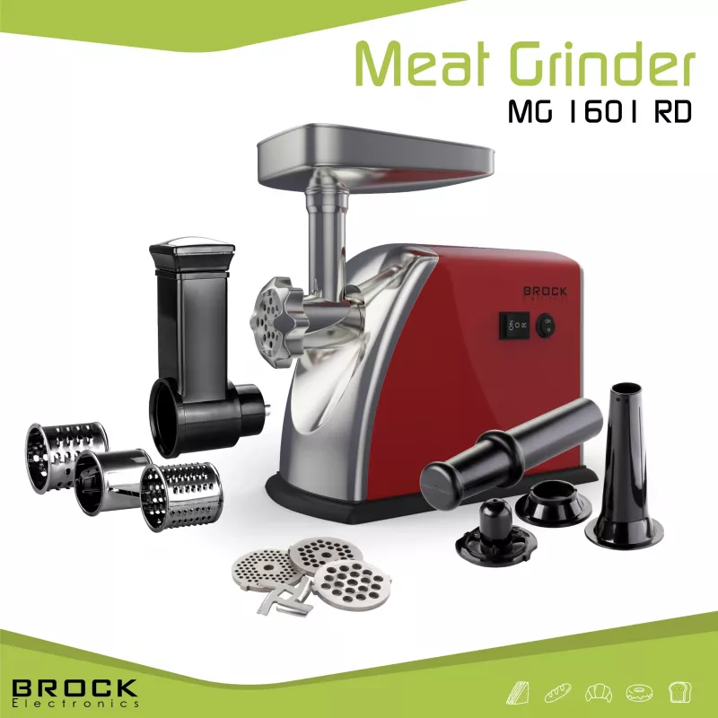 Brock MG 1601 RD lihamylly 1400W, punainen/teräs