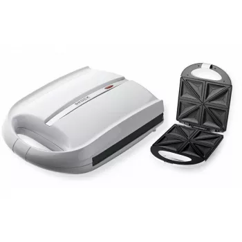 Brock SSM 3008 WH 8 viipaleen XXL voileipägrilli, 1400W, tarttumaton kolmiopinta, viileä kahva, turvalukitus, pystysäilytys, valkoinen