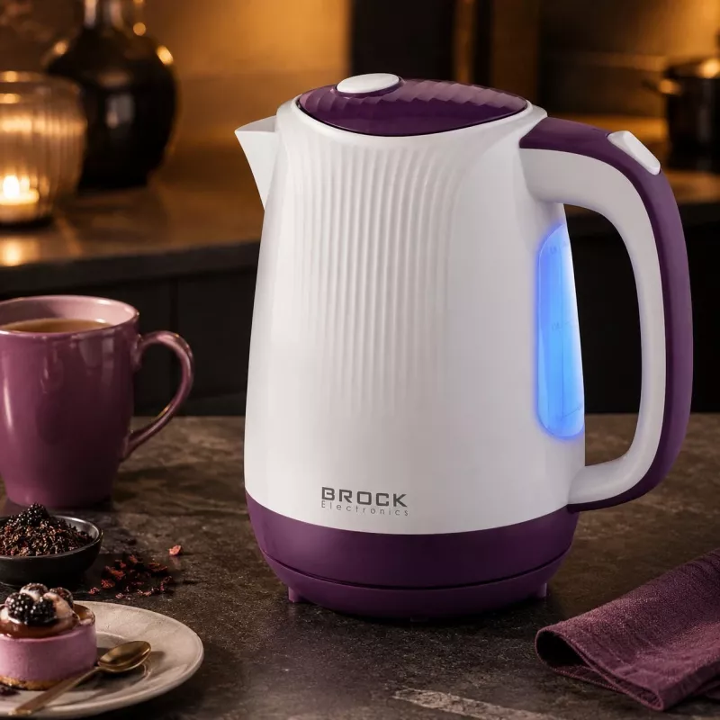 Brock WK 08 PR sähköinen vedenkeitin 1,7L 2000W valkoinen/violetti