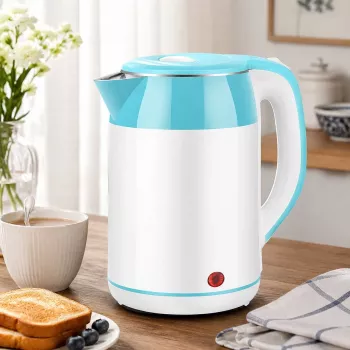 Brock WK 5521 WH sähköinen vedenkeitin 1,8L 1500W valkoinen/sininen 360° jalustalla