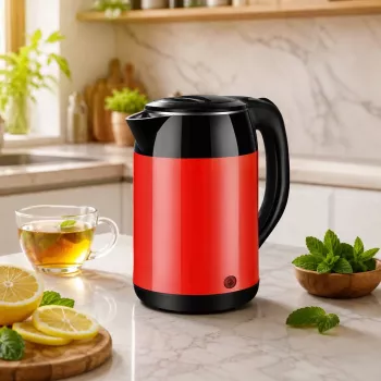 Brock WK 5522 RD sähköinen vedenkeitin 1,8L 1500W musta/punainen 360° jalustalla