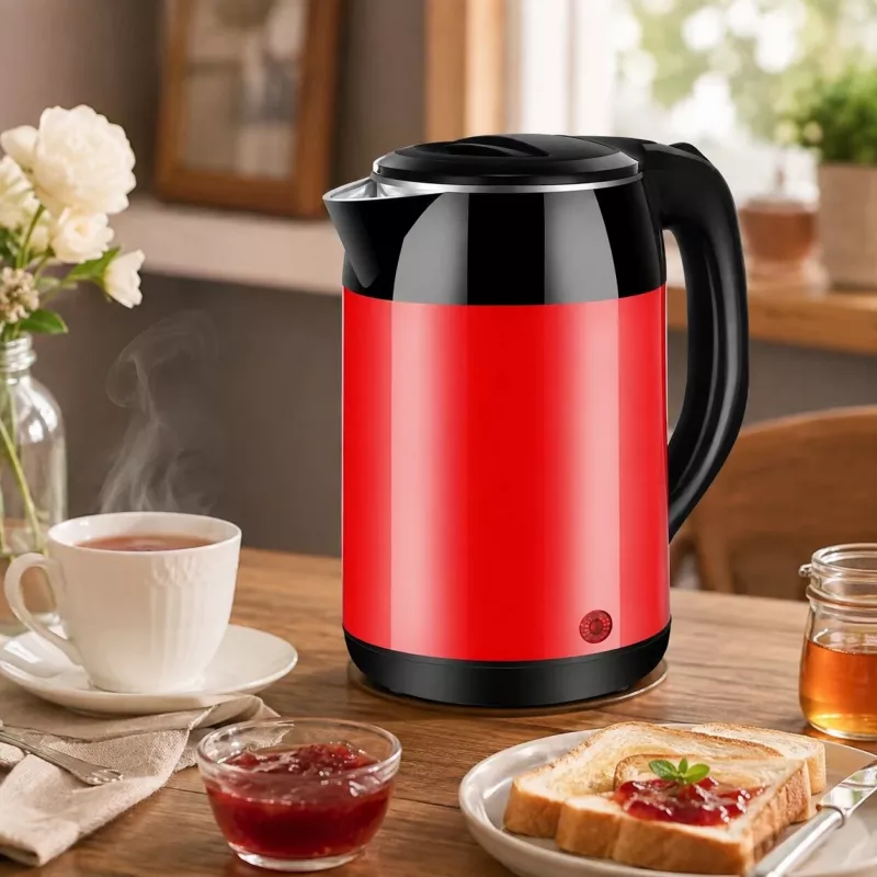 Brock WK 5522 RD sähköinen vedenkeitin 1,8L 1500W musta/punainen 360° jalustalla