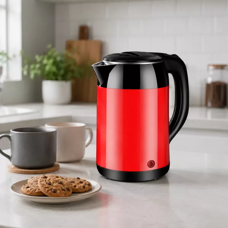 Brock WK 5522 RD sähköinen vedenkeitin 1,8L 1500W musta/punainen 360° jalustalla