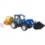 BRUDER New Holland T5.120 traktori etukuormaajalla, kuormalaatikolla ja haarukoilla 1:16