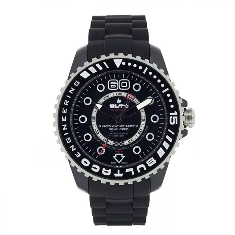BULTACO WATCH MAN BLPB45A-CB1 (45 mm) kvartsi analoginen ruostumaton teräs silikoni musta