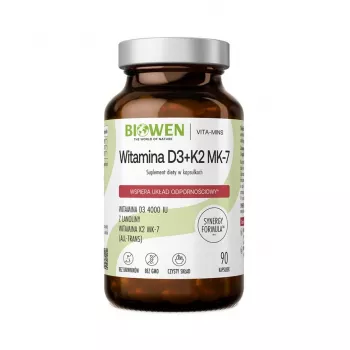 BWN BIOWEN vitamiini D3 + K2 MK-7 ravintolisä – 90 kapselia