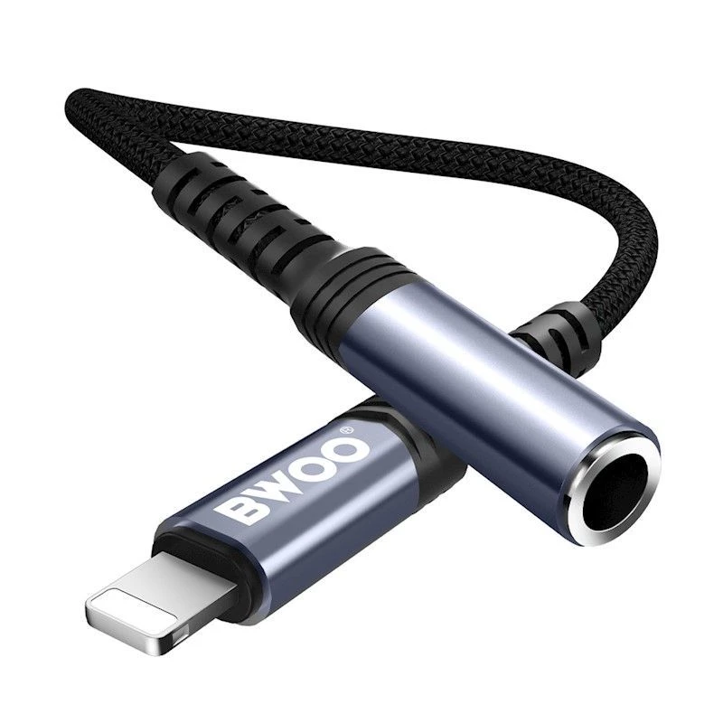 BWOO adapteri AUX 3.5mm - Lightning musta BZ48