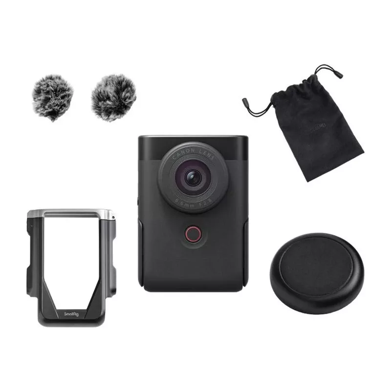 Canon PowerShot V10 musta vloggauspaketti 4K UHD 1 inch CMOS -kamera ja ministativkahva