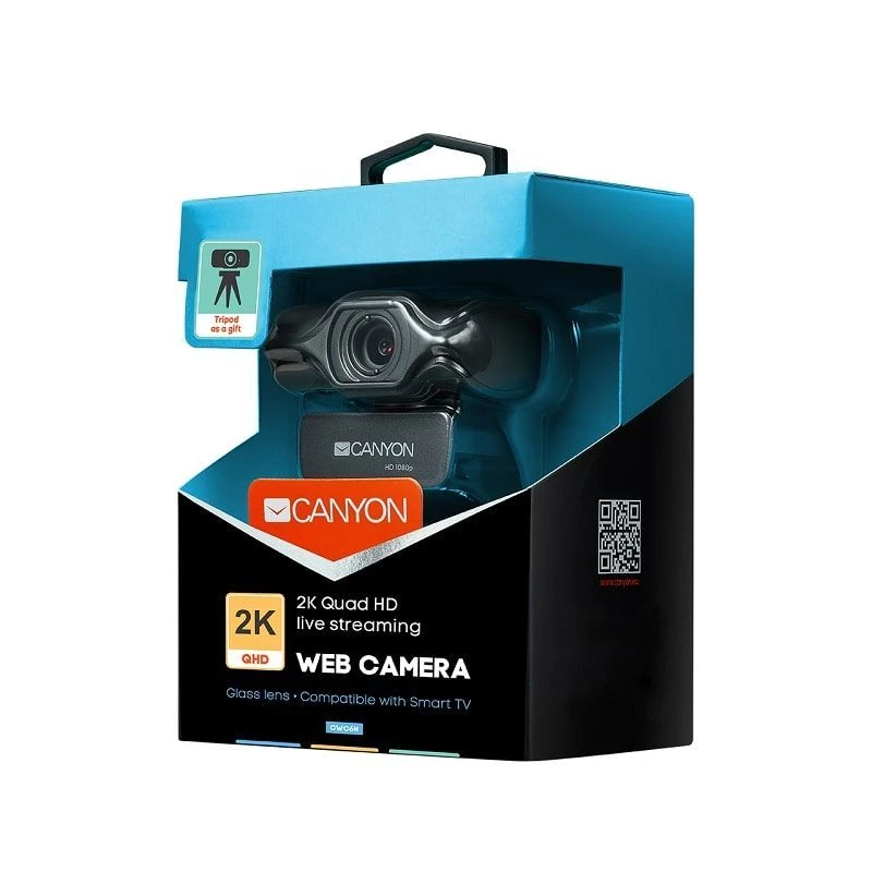 Canyon C6 2K Ultra Full HD 3.2MP verkkokamera USB 2.0:lla, musta
