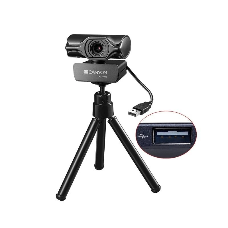 Canyon C6 2K Ultra Full HD 3.2MP verkkokamera USB 2.0:lla, musta