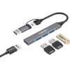 CANYON DS-02 4-in-1 USB-A/C-keskitin, harmaa
