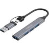 CANYON DS-02 4-in-1 USB-A/C-keskitin, harmaa