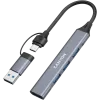 CANYON DS-02 4-in-1 USB-A/C-keskitin, harmaa