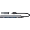 CANYON DS-02 4-in-1 USB-A/C-keskitin, harmaa