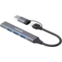 CANYON DS-02 4-in-1 USB-A/C-keskitin, harmaa