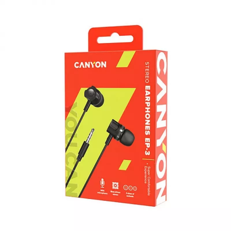 CANYON EP-3 nappikuulokeheadset mikrofonilla, 1,2 m lattakaapeli, tummanharmaa