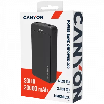 CANYON OnPower 200 varavirtalähde 20000mAh musta