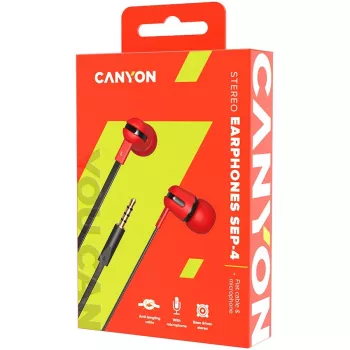 Canyon SEP-4 stereokuulokkeet mikrofonilla 3,5 mm punainen