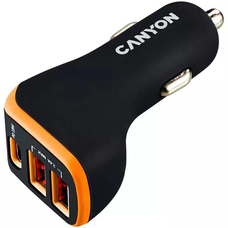 Canyon yleinen 3xUSB-autolaturi tulo 12V-24V lähtö DC musta