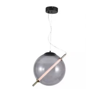 Cara 20cm riippuvalaisin savulasilla ja mustalla metallirungolla, E27, himmennettävä