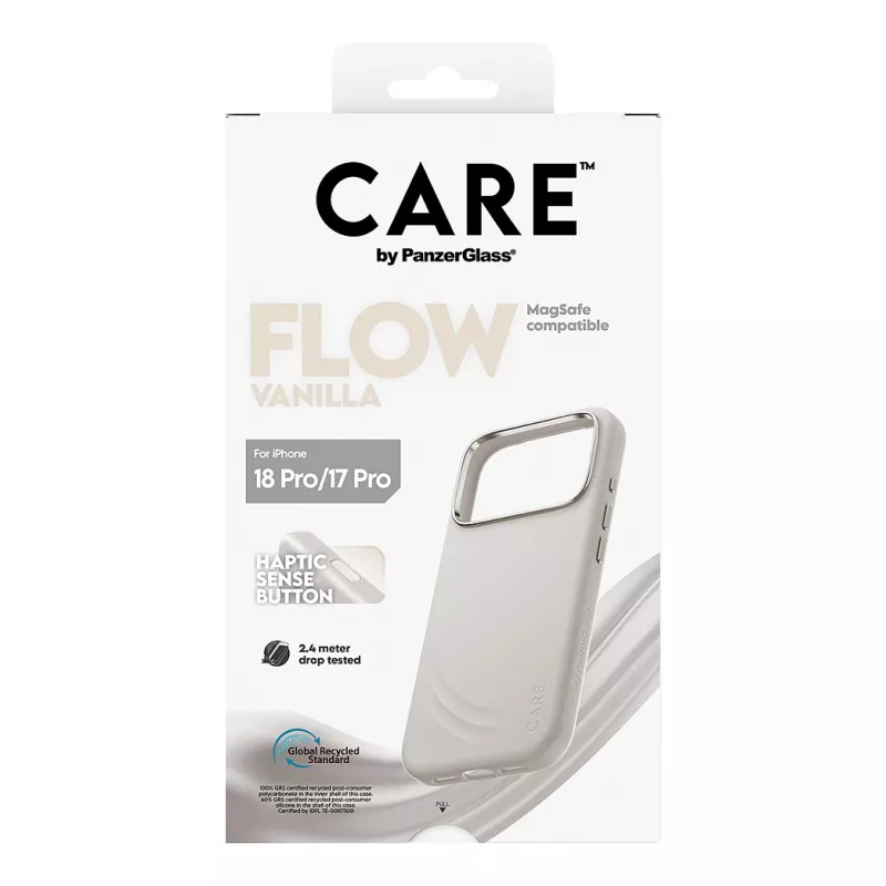 CARE by PanzerGlass Flow Case Vanilla MagSafe-yhteensopiva iPhone 17 Pro -puhelimeen