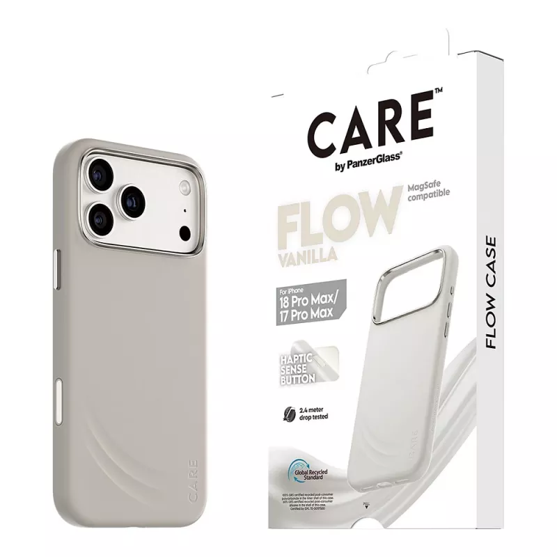 CARE by PanzerGlass Flow Case Vanilla MagSafe-yhteensopiva iPhone 17 Pro Maxille