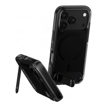CARE by PanzerGlass Kickstand-kotelo Smokey Black MagSafe-yhteensopiva iPhone 17 Pro -puhelimeen