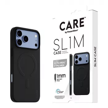 CARE by PanzerGlass SL1M -kotelo musta MagSafe-yhteensopiva iPhone 17 Pro Maxille