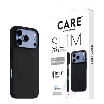 CARE by PanzerGlass SL1M suojakuori MagSafe-yhteensopiva iPhone 17 Pro -puhelimelle – musta