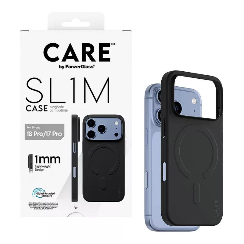 CARE by PanzerGlass SL1M suojakuori MagSafe-yhteensopiva iPhone 17 Pro -puhelimelle – musta