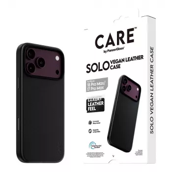 CARE by PanzerGlass Solo vegaaninen nahkakotelo MagSafe-yhteensopiva iPhone 17 Pro Maxille - musta
