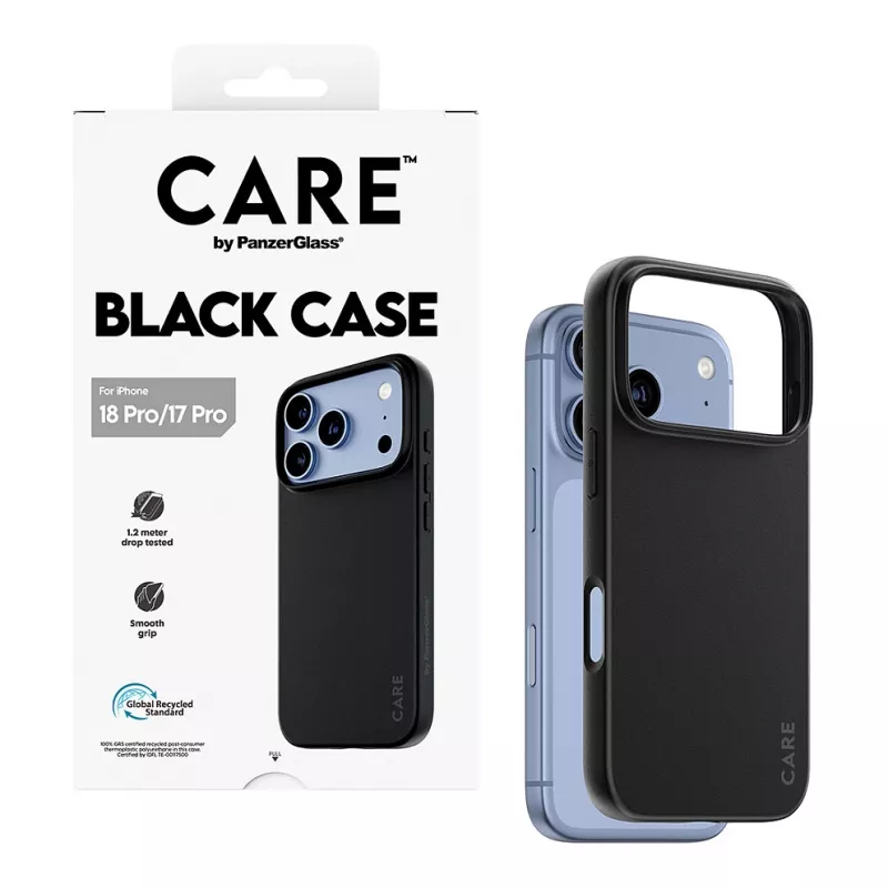 CARE by PanzerGlass TPU-kotelo musta iPhone 17 Pro