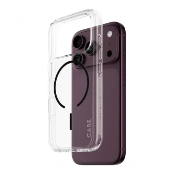 CARE by PanzerGlass Urban Explorer -suojakotelo, läpinäkyvä mustalla MagSafe-tuella iPhone 17 Pro -puhelimelle