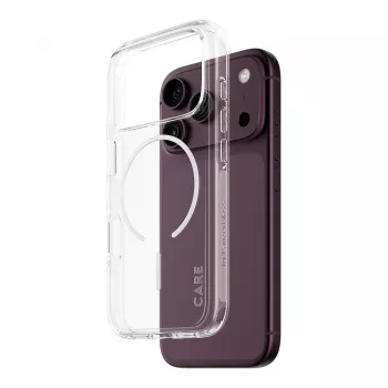 CARE by PanzerGlass Urban Explorer -kotelo läpinäkyvä valkoisella MagSafe-renkaalla iPhone 17 Pro -puhelimeen