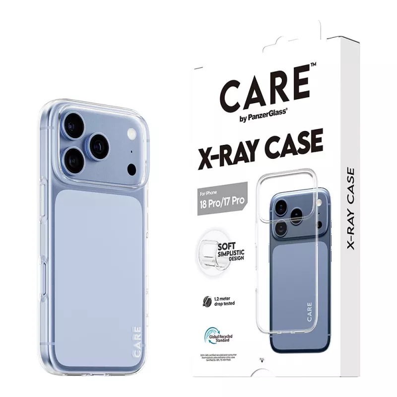 CARE by PanzerGlass X-Ray suojakuori iPhone 17 Pro -puhelimelle – läpinäkyvä
