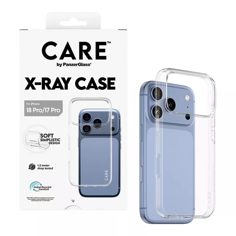 CARE by PanzerGlass X-Ray suojakuori iPhone 17 Pro -puhelimelle – läpinäkyvä